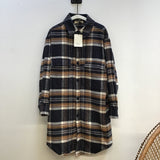 Rochelle Organic Cotton Overshirt in Navy & Camel Check S Preloved
