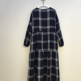 Mirabelle-Kay Organic Cotton Dress in Navy Check XS Preloved