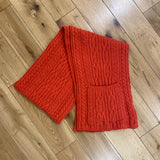 Pippy Lambswool Knitted Scarf in Flame