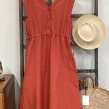 Athena Organic Cotton Dress in Rust