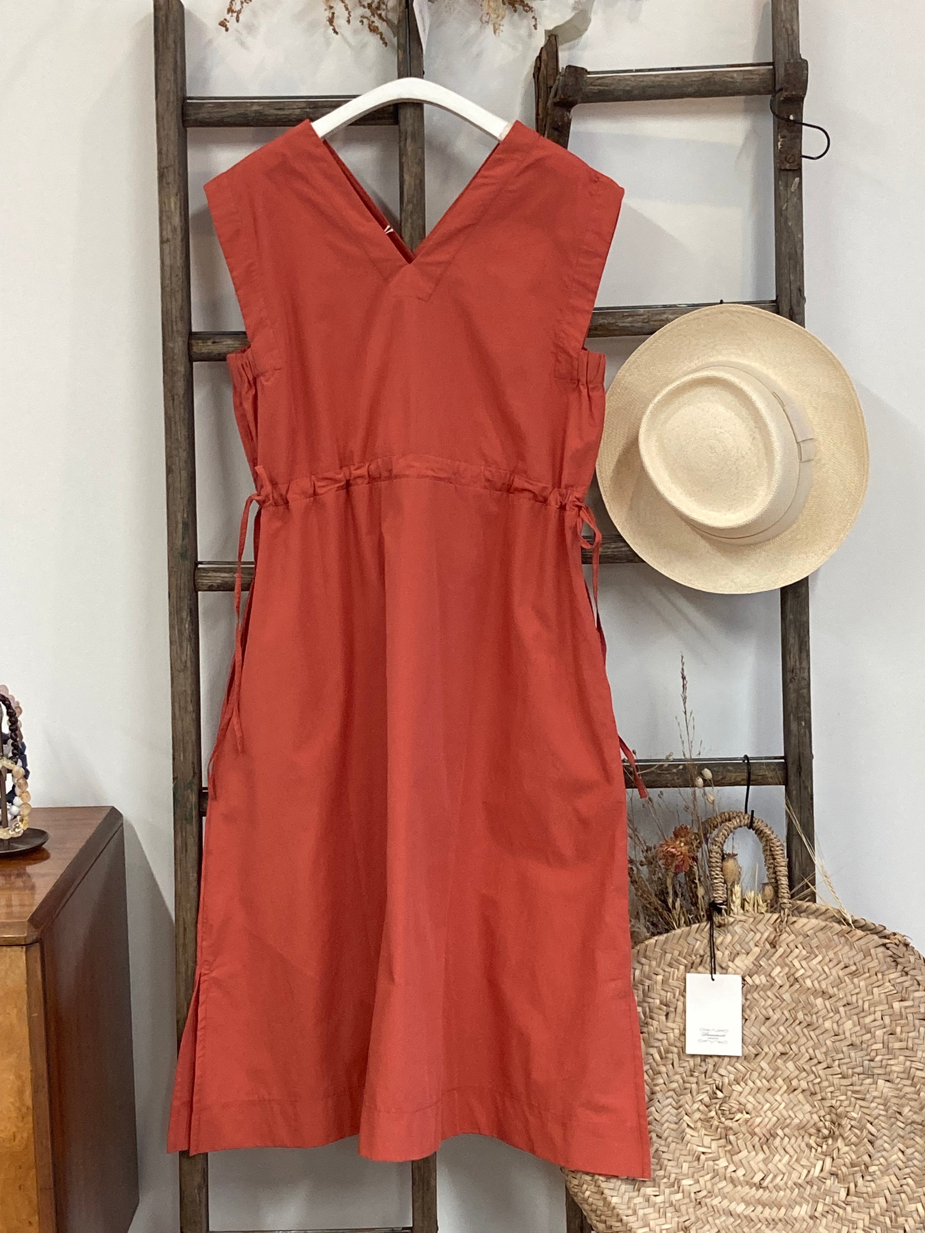 Athena Organic Cotton Dress in Rust