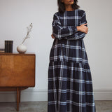 Mirabelle-Kay Organic Cotton Dress in Navy Check XS Preloved