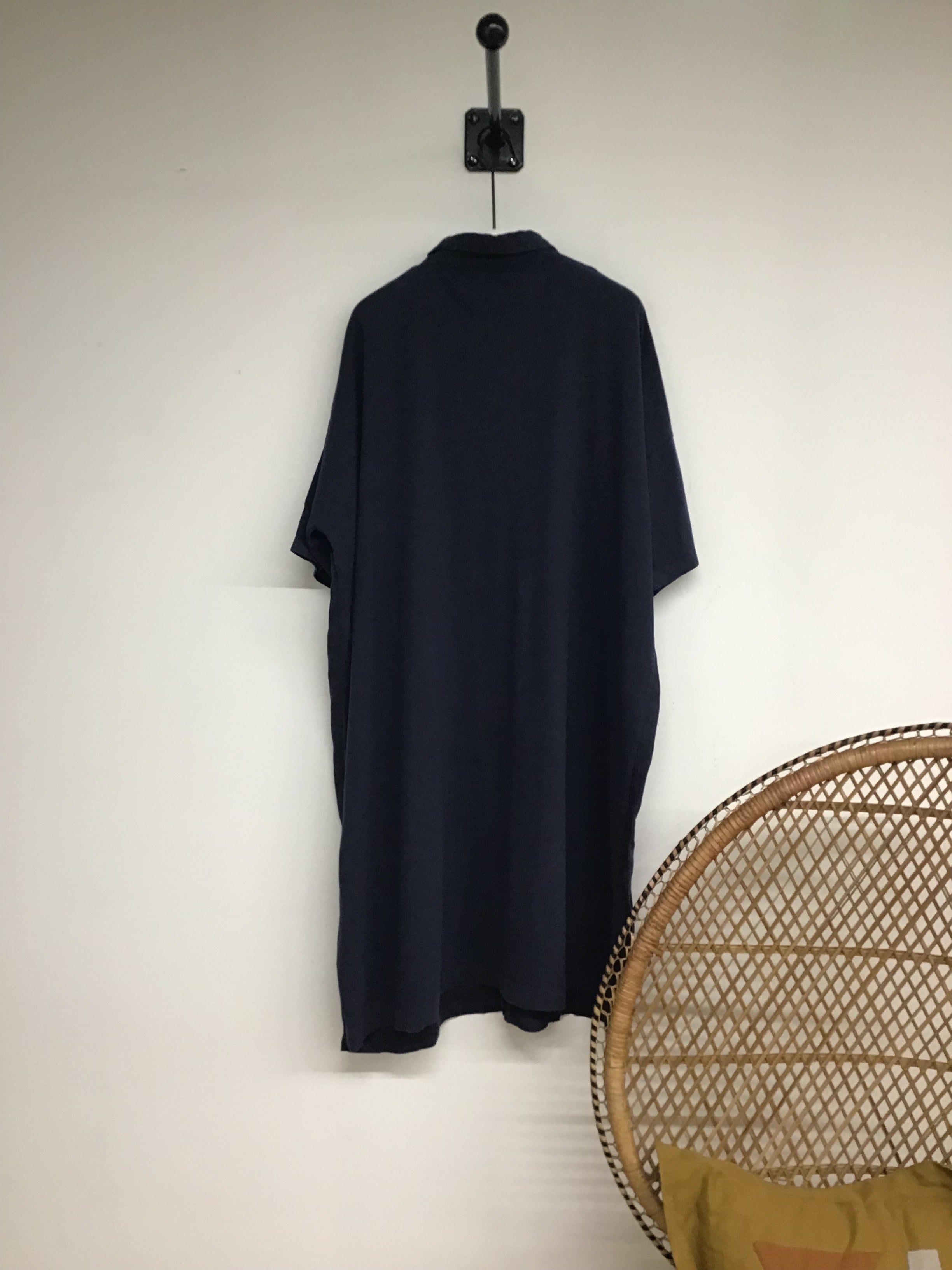Natasha-May Linen Dress in Navy L Preloved