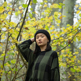 Matilda-Cay Knitted Check Dress in Rosin Green and Black Check