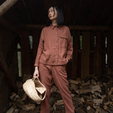 Maisie-Jane Organic Cotton Brushed Twill Trouser in Cinnamon