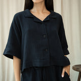 Ameera Organic Cotton Cheesecloth Shirt in Black
