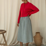 Sugi Cotton Linen Knit Cardigan in Scarlet