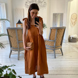Aerwyna-May Linen Dress in Pecan