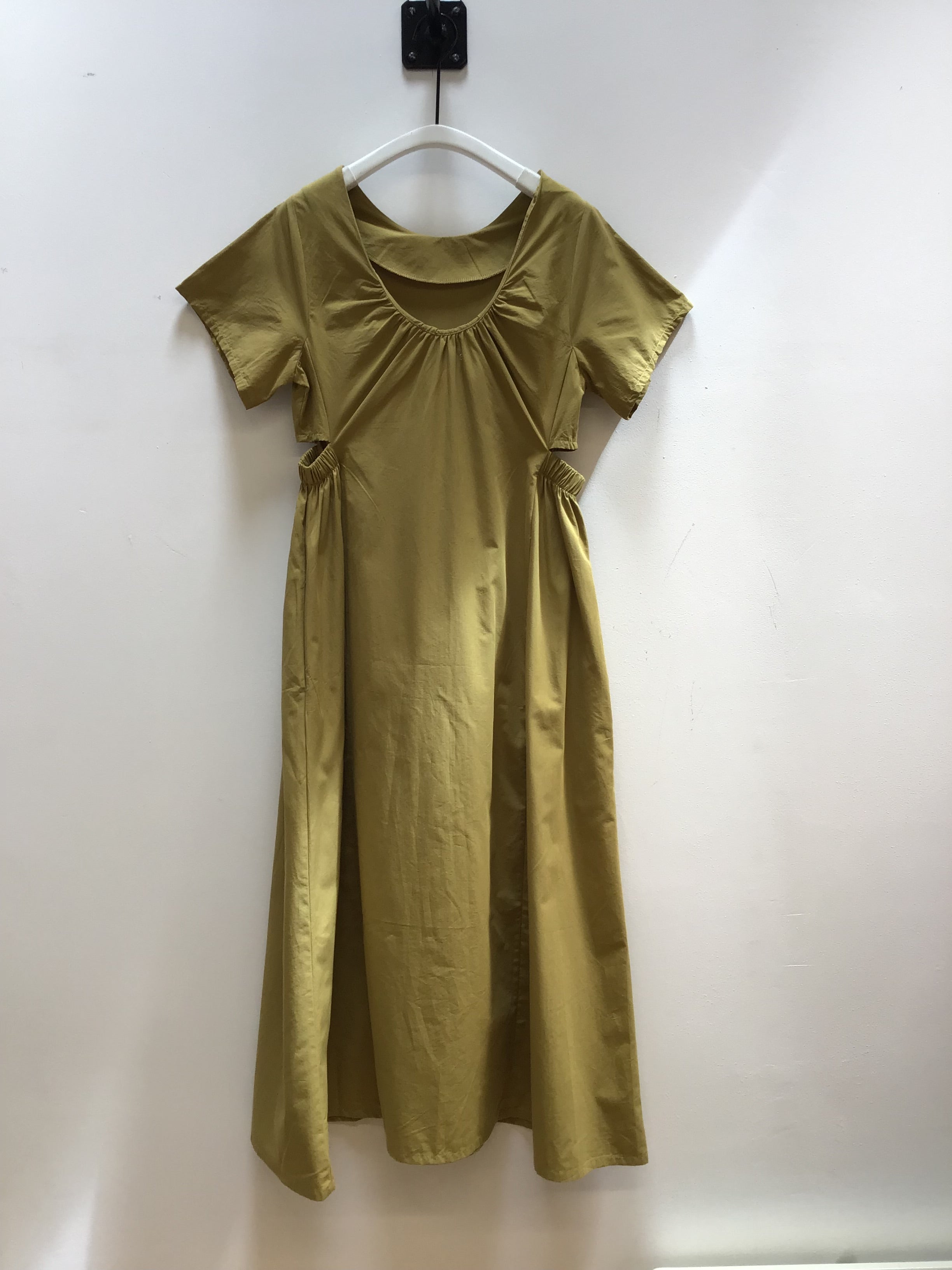Nathalia Organic Cotton Dress in Bright Olive Sample