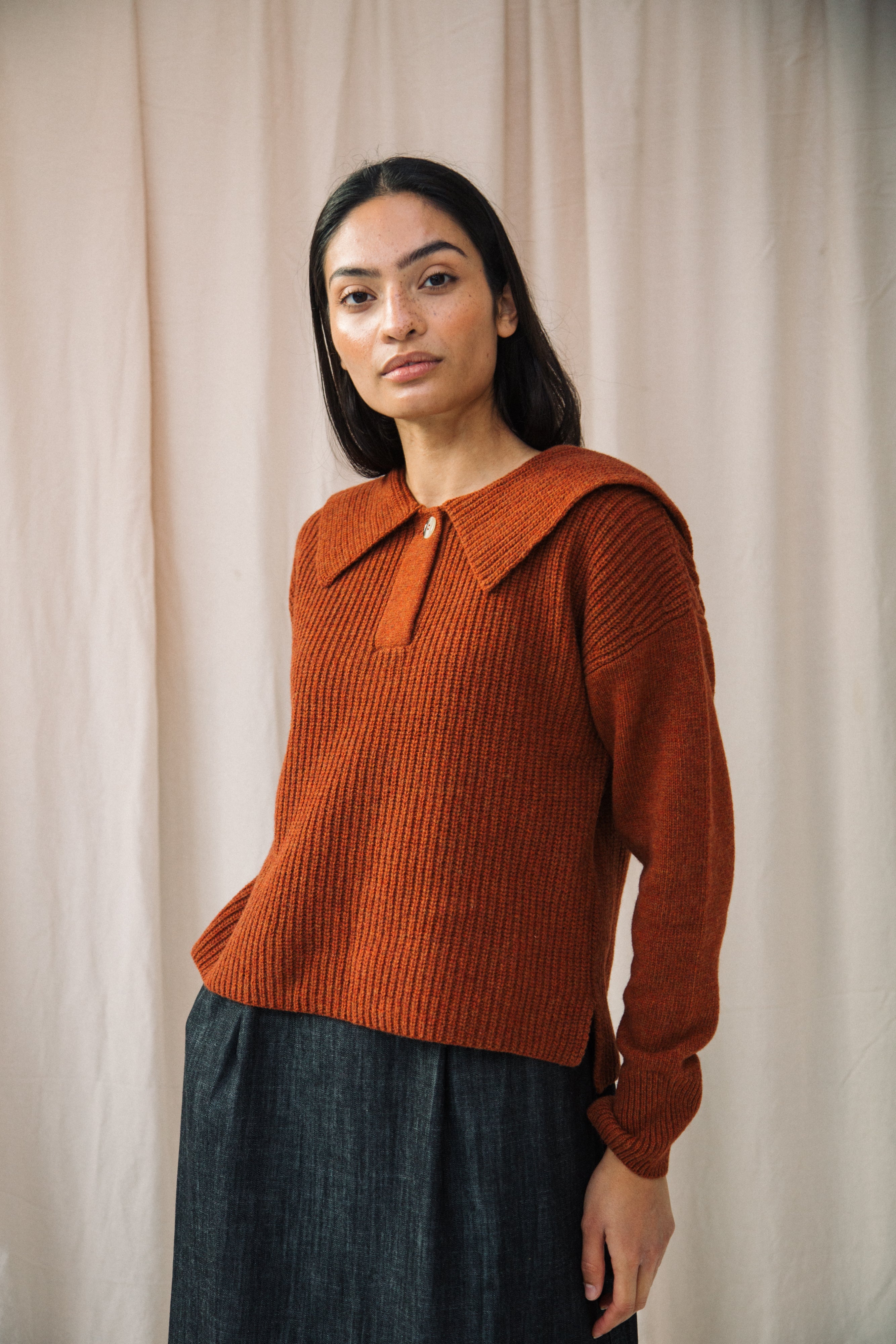 Rini Recycled Wool Jumper in Paprika Marl S