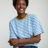 Bay-Sue Organic Cotton Top in Sea Blue and White Stripe