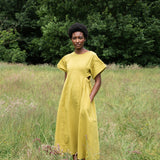 Nathalia Organic Cotton Dress in Bright Olive