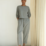 Cedar-Cay Organic Cotton Double Gauze Trouser in Monochrome Gingham