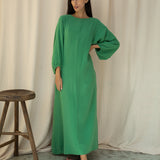 Henrietta Organic Cotton Cheesecloth Dress in Palm Green