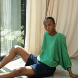 Ivy Organic Cotton Cheesecloth Top in Palm Green