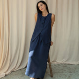 Lyla-May Linen Skirt in Midnight