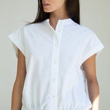 Nancy Organic Cotton Jersey and Poplin Shirt in White