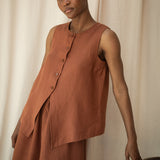Olivia-May Linen Waistcoat in Russet