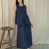 Olivia-May Linen Waistcoat in Midnight