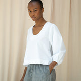 Renee Organic Cotton Poplin Top in White