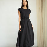 Tanya Organic Cotton Jersey and Poplin Dress in Black