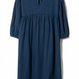 Maple Cotton Linen Dress in Washed Indigo