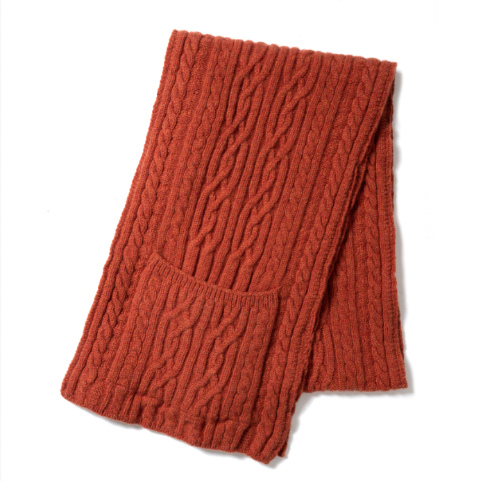 Pippy Lambswool Knitted Scarf in Brick