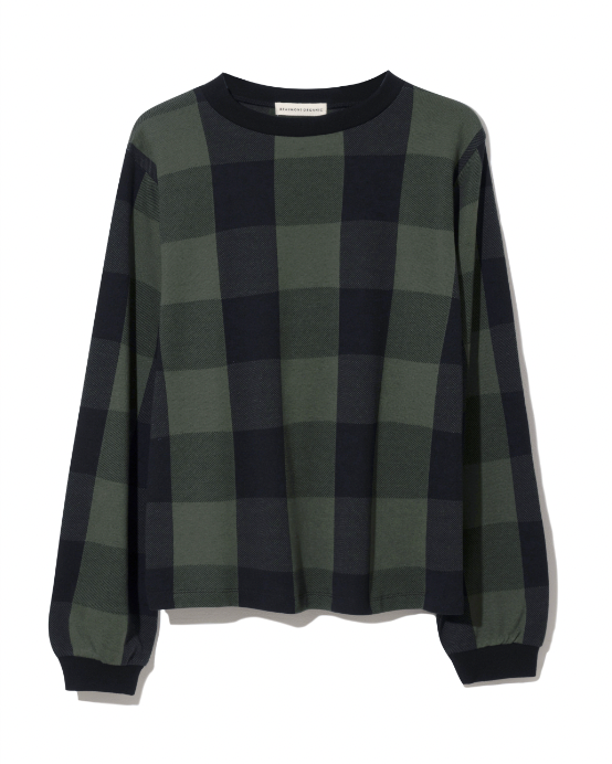 Sierra-Cay Knitted Check Top in Rosin Green and Black Check