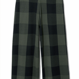 Thorne-Cay Organic Cotton Knitted Check Trouser in Rosin Green and Black Check