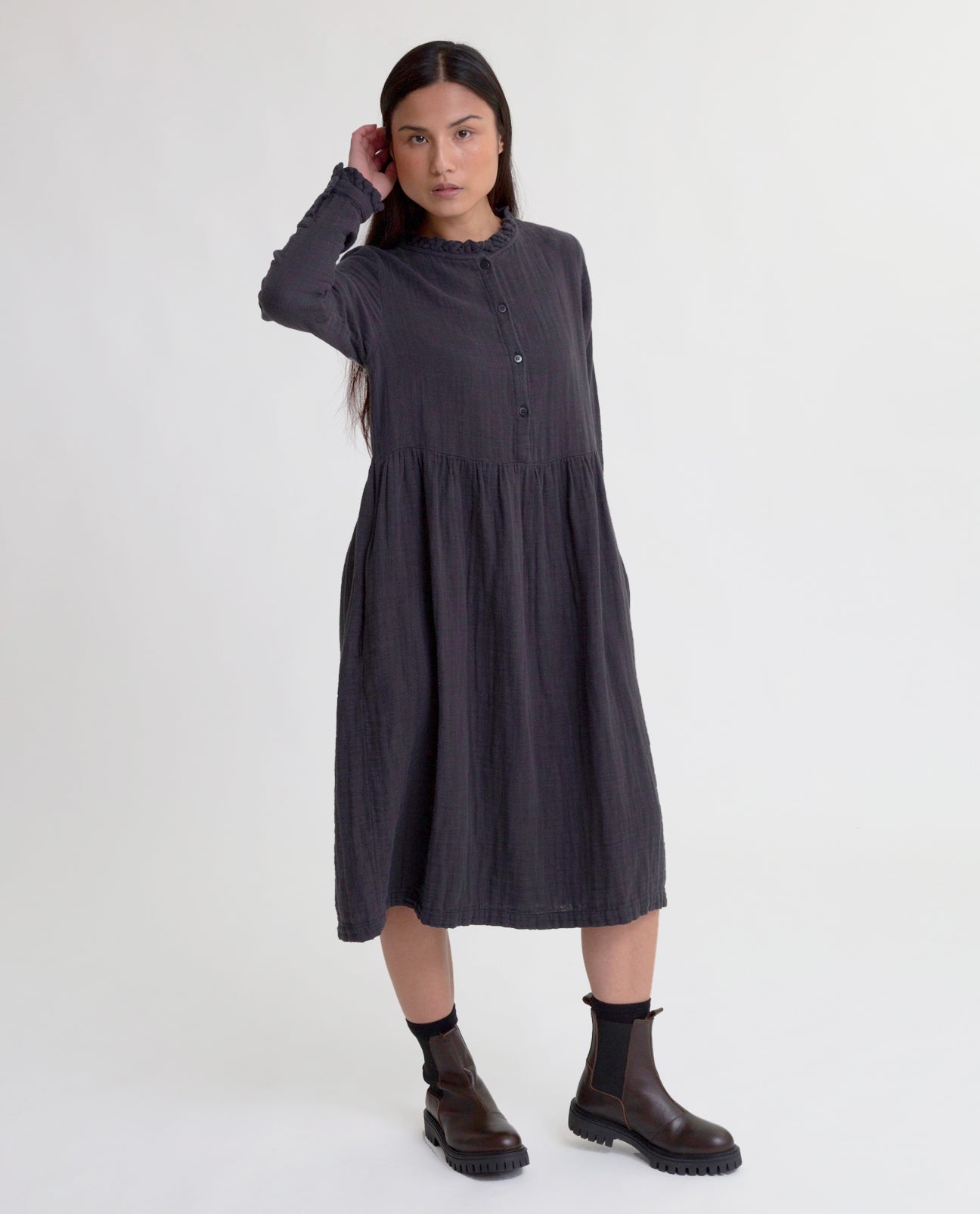 Sheila Corduroy Dress in Light Taupe M Preloved