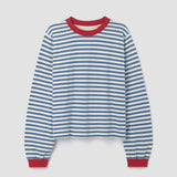 Sierra-Sue Organic Cotton Jersey Stripe Top in Pewter & Off White Stripe