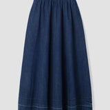 Violet-Leigh Organic Cotton Denim Skirt in Mid Blue