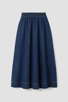 Violet-Leigh Organic Cotton Denim Skirt in Mid Blue