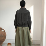 Andie Organic Cotton Corduroy Overshirt in Charcoal