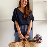 Ariel Organic Cotton Top in Navy by HANNAH BEAUMONT
