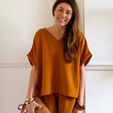 Ariel Organic Cotton Top in Pecan by HANNAH BEAUMONT