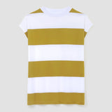 Aukai-Sue Organic Cotton Top in Olive and White Bold Stripe