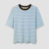 Bay-Sue Organic Cotton Jersey Stripe Top in Pale Blue & White Stripe