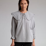 Camilla Organic Cotton Blouse in Navy & White Gingham XS Preloved