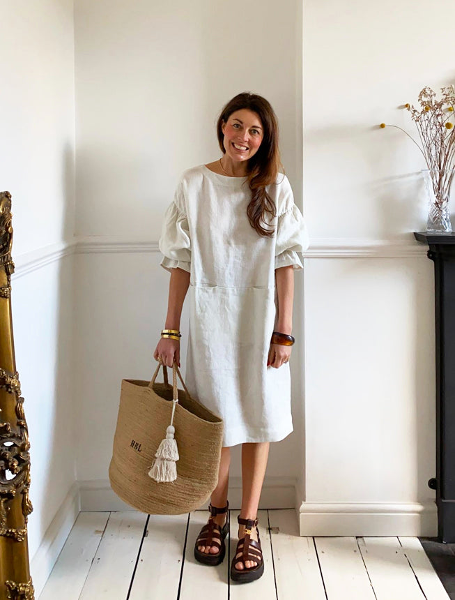 Claudia-May Linen Dress in Stone