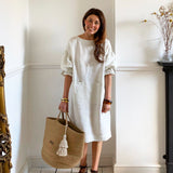 Claudia-May Linen Dress in Stone