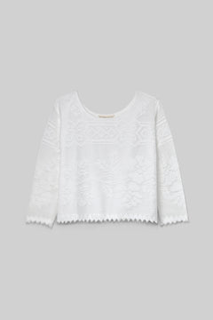 Daisy-Fay Cotton Lace Top in White by HANNAH BEAUMONT