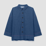 Dylan-Leigh Organic Cotton Denim Overshirt in Mid Blue