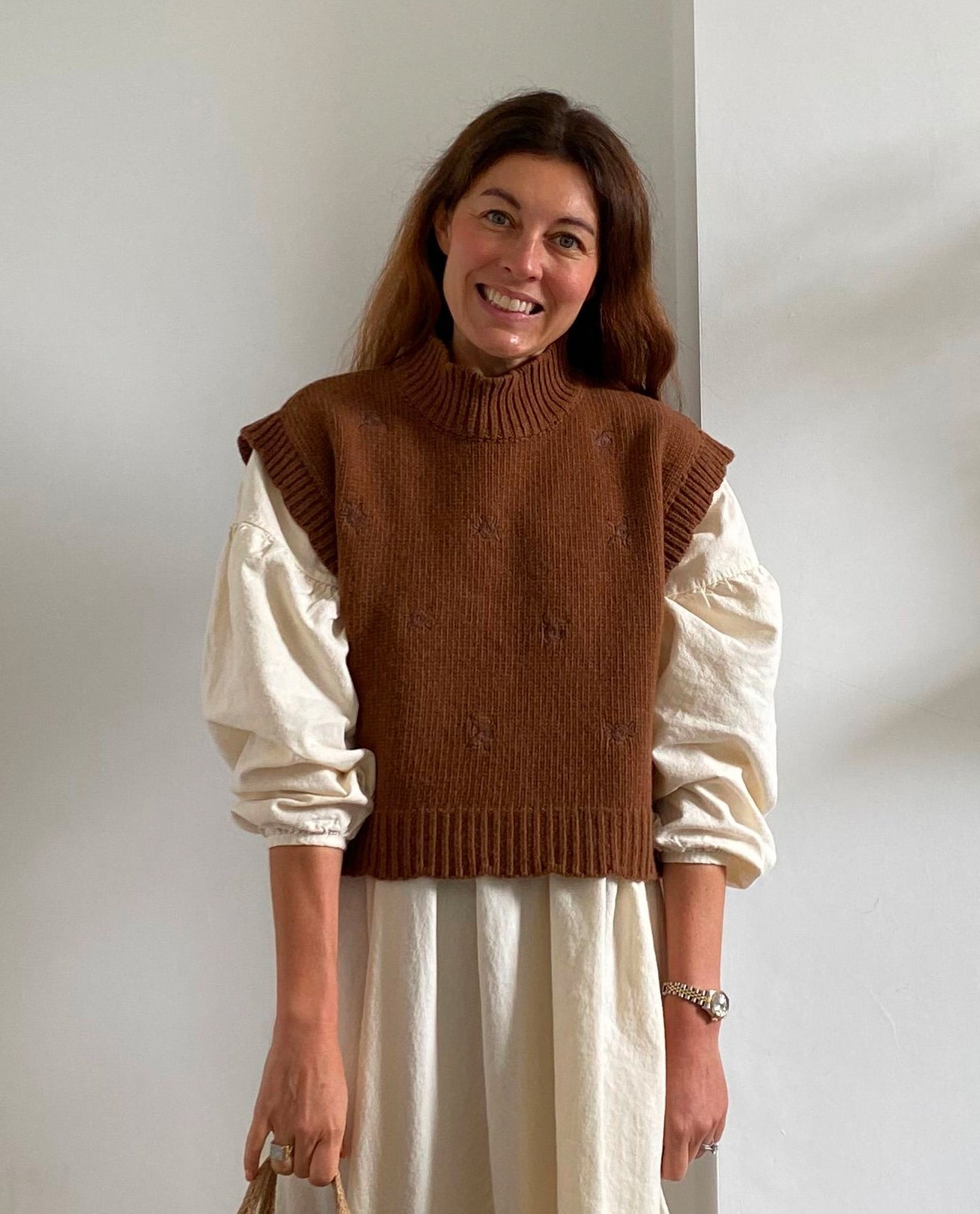 Elissa Merino Extrafine Virgin Wool Vest in Walnut