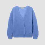Evelyn Mohair Knitted Cardigan in Cornflower Blue