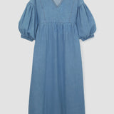 Harumi-Leigh Organic Cotton Denim Dress in Chambray Blue