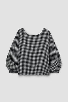Ivy-Cay Organic Cotton Double Gauze Top in Monochrome Gingham