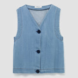 Jovie-Leigh Organic Cotton Denim Vest in Chambray Blue
