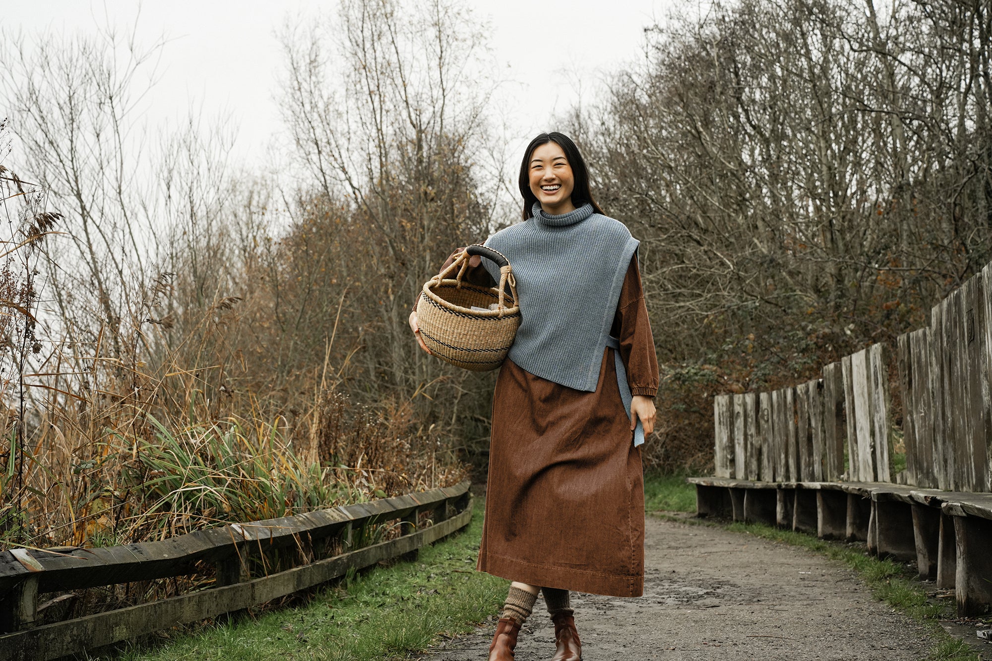 Kanon Recycled Wool Knitted Vest in Sky Blue Marl