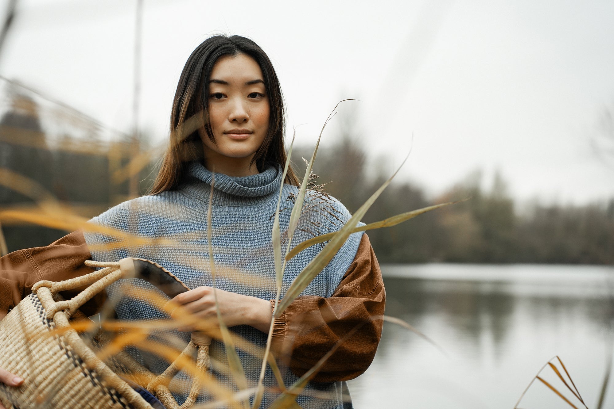 Kanon Recycled Wool Knitted Vest in Sky Blue Marl